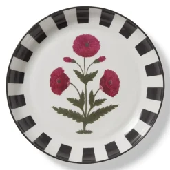 Good Earth Blooming Poppies Bordered Round Serving Dish