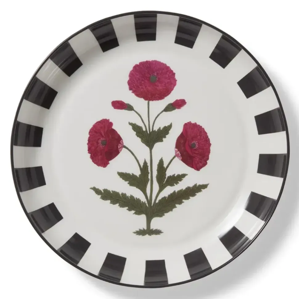 Good Earth Blooming Poppies Bordered Round Serving Dish