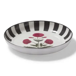 Good Earth Blooming Poppies Bordered Round Serving Dish