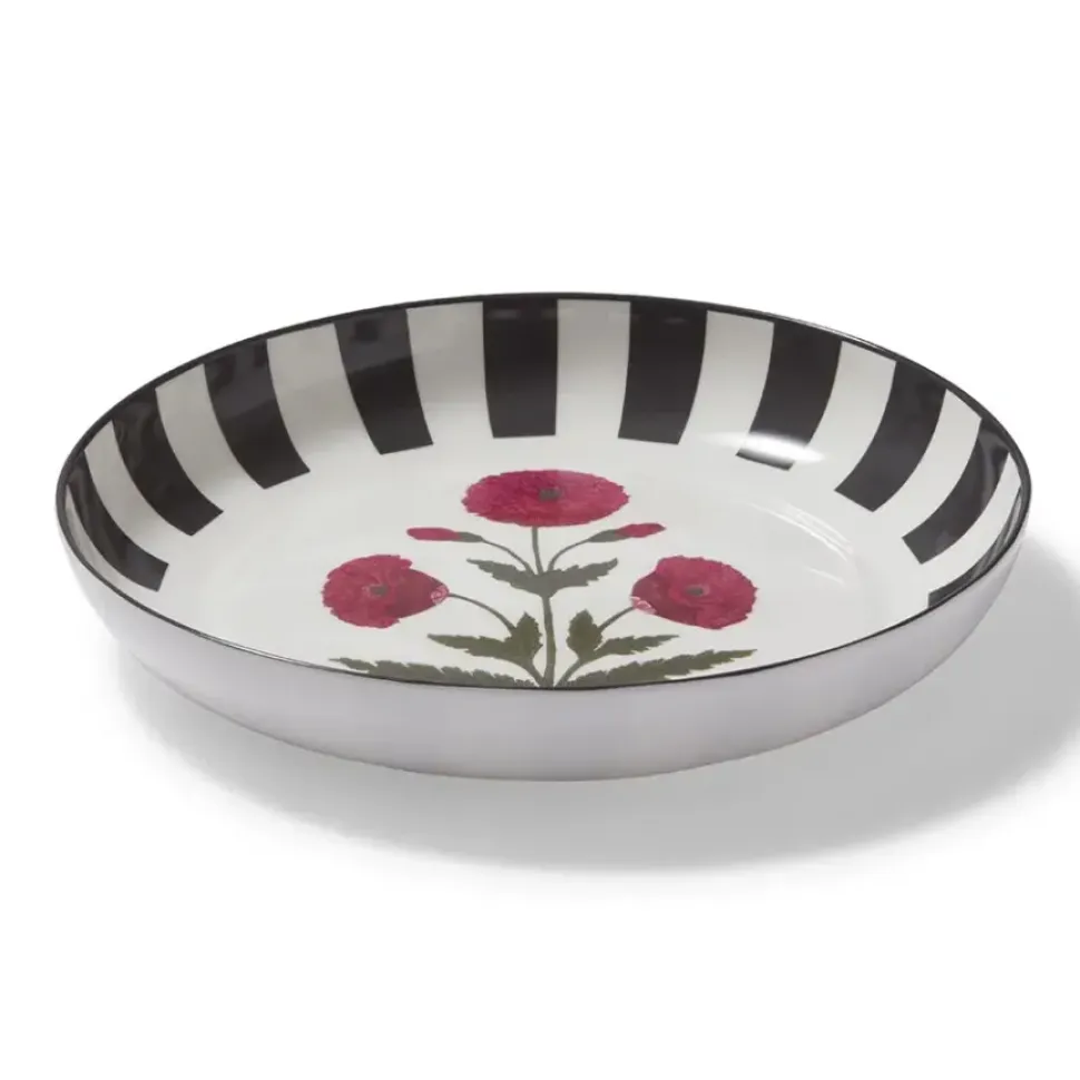 Good Earth Blooming Poppies Bordered Round Serving Dish