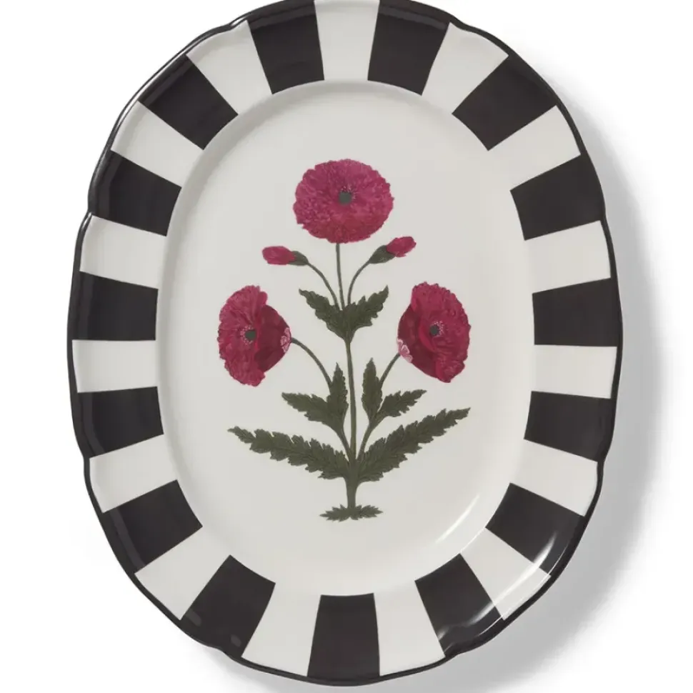 Good Earth Blooming Poppies Oval Platter