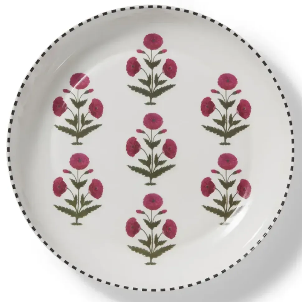 Good Earth Blooming Poppies Round Serving Dish