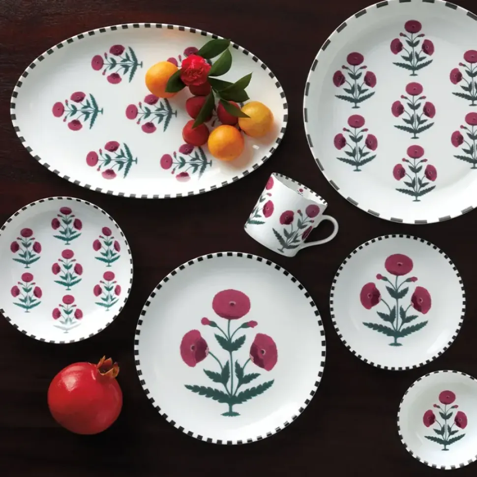 Good Earth Blooming Poppies Serving Dish