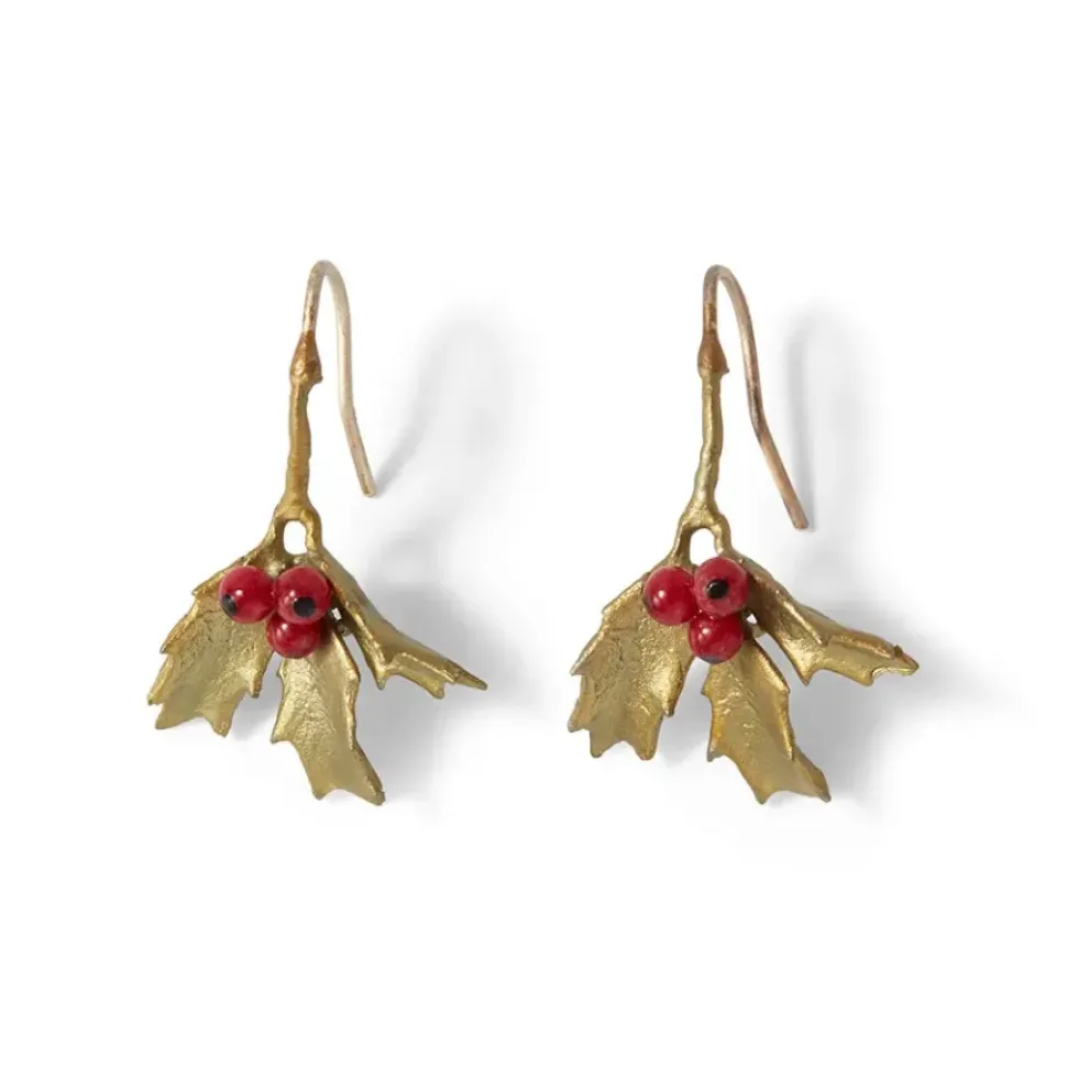Holly Berry Jade Drop Earrings