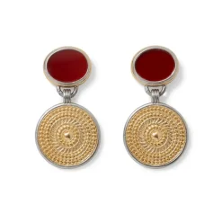 Islamic Medallion Carnelian Drop Earrings