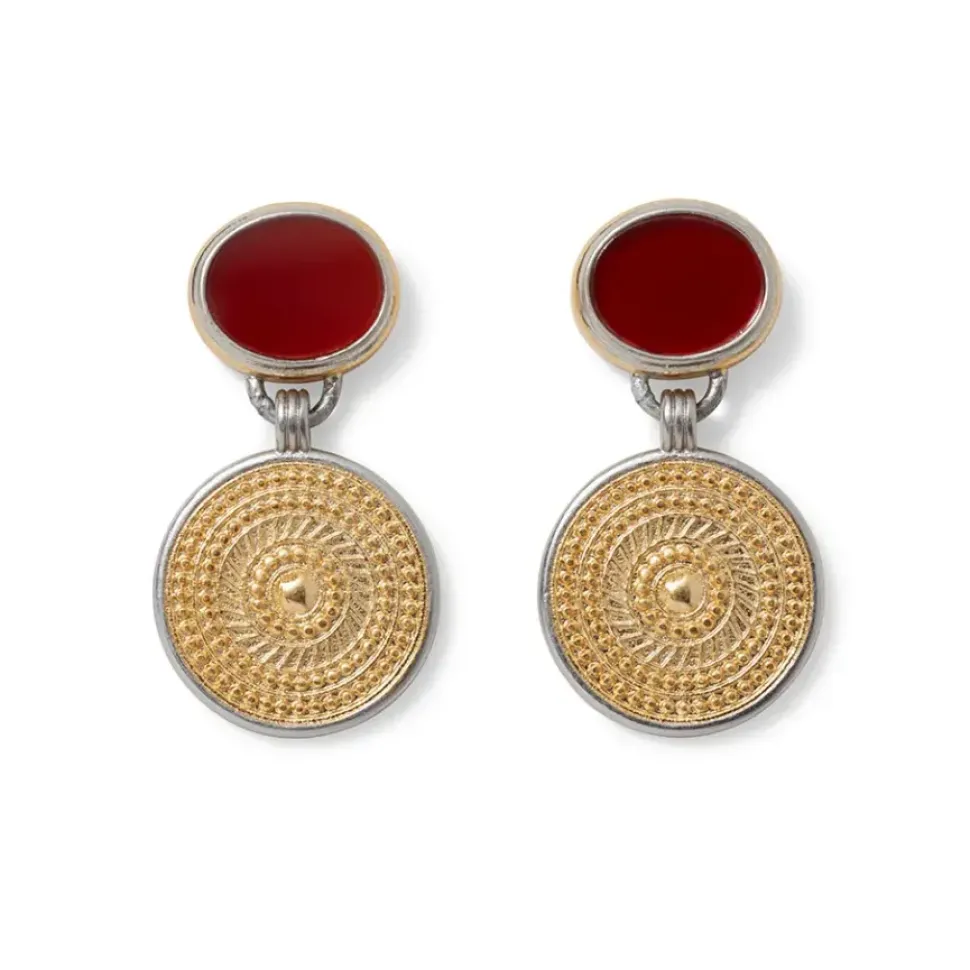 Islamic Medallion Carnelian Drop Earrings