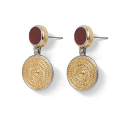 Islamic Medallion Carnelian Drop Earrings