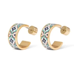 Iznik Cintamani Enamel Hoop Earrings