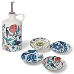 Iznik Garden Oil Cruet And Dipping Bowl Set