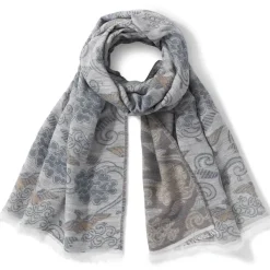 Japanese Birds And Flowers Oversize Jacquard Shawl