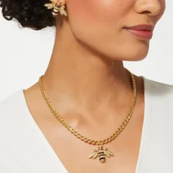 Jeweled Bee Pendant Necklace