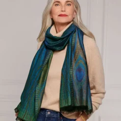 Louis C. Tiffany Peacock Feather Wool-Blend Shawl