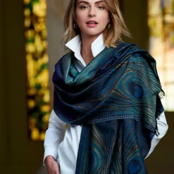 Louis C. Tiffany Peacock Feather Wool-Blend Shawl