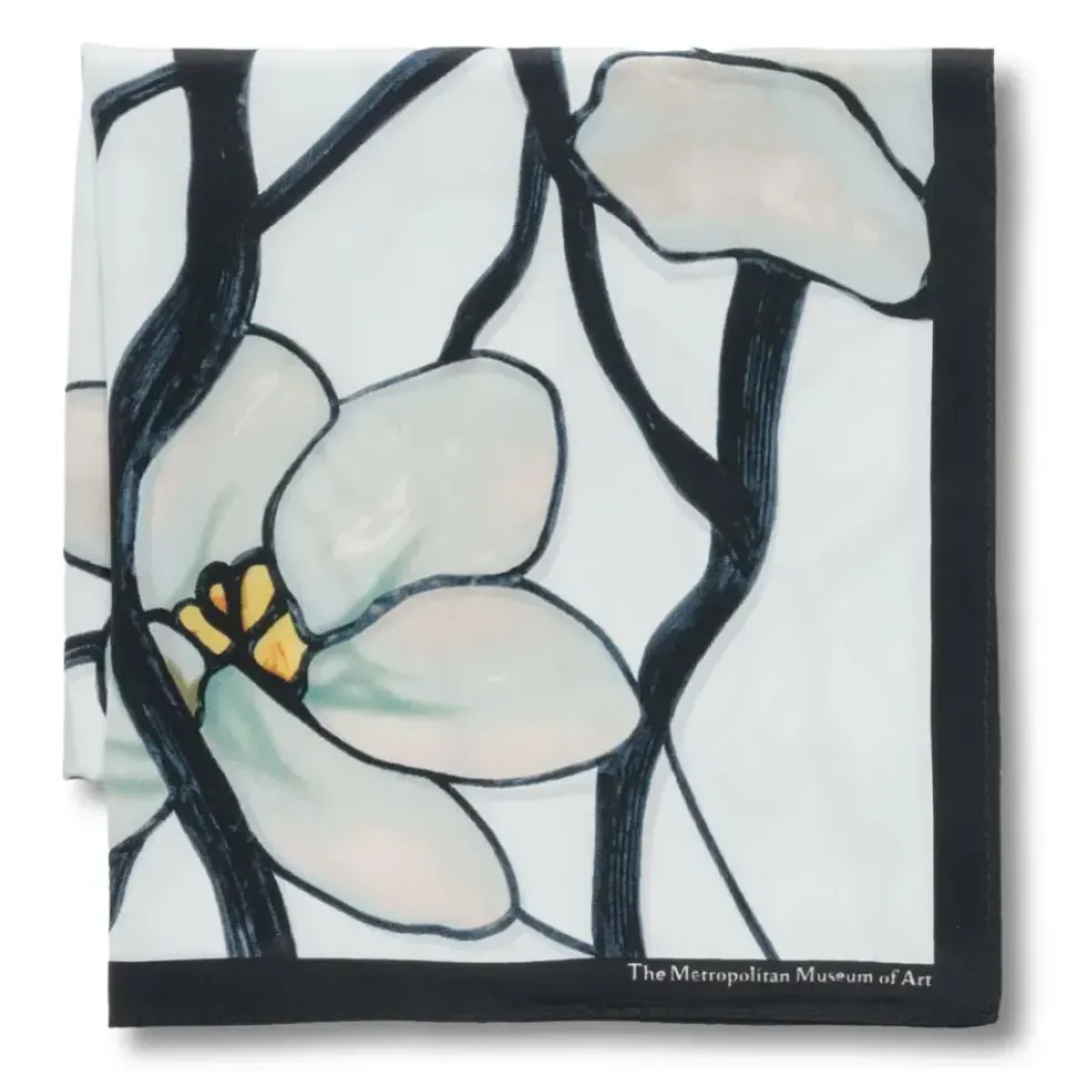Louis C. Tiffany White Magnolia Oblong Silk Scarf