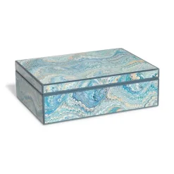 Marbled Paper Rectangular Lacquer Box
