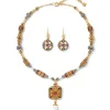 Medieval Byzantine Statement Necklace And Drop Earrings Set