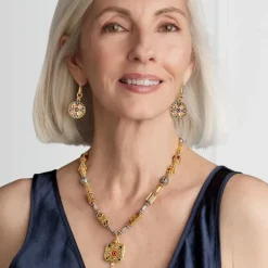 Medieval Byzantine Statement Necklace And Drop Earrings Set