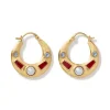Medieval Stone Crescent Hoop Earrings