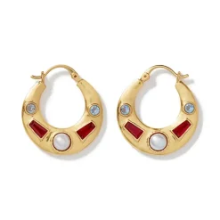 Medieval Stone Crescent Hoop Earrings
