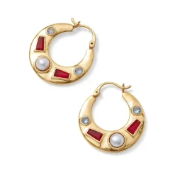 Medieval Stone Crescent Hoop Earrings