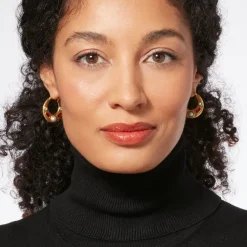 Medieval Stone Crescent Hoop Earrings