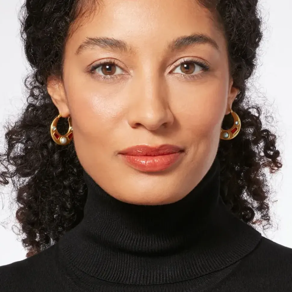 Medieval Stone Crescent Hoop Earrings