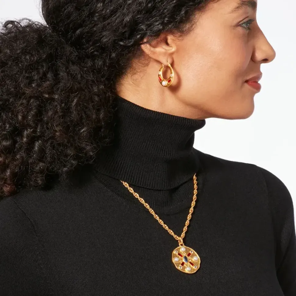 Medieval Stone Crescent Hoop Earrings