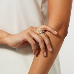 Mediterranean Coin And Stone Ring