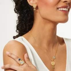 Mediterranean Coin And Stone Ring