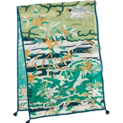 Ming Birds And Flowering Branches Oversize Oblong Scarf