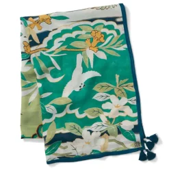 Ming Birds And Flowering Branches Oversize Oblong Scarf