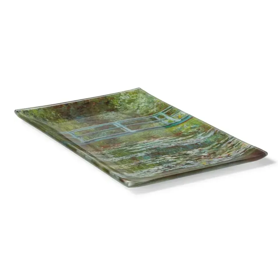 Monet Bridge And Water Lilies Glass Tray