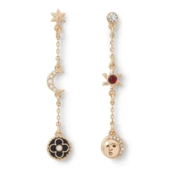 Moonface And Crescent Drop Earrings