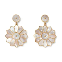 Mother-Of-Pearl Mosaic Statement Necklace And Earrings Set