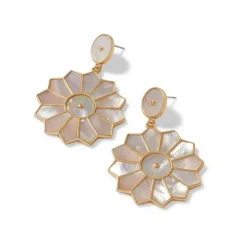 Mother-Of-Pearl Mosaic Statement Necklace And Earrings Set
