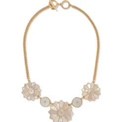 Mother-Of-Pearl Mosaic Statement Necklace And Earrings Set