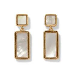 Mother-Of-Pearl Tile Double-Drop Earrings