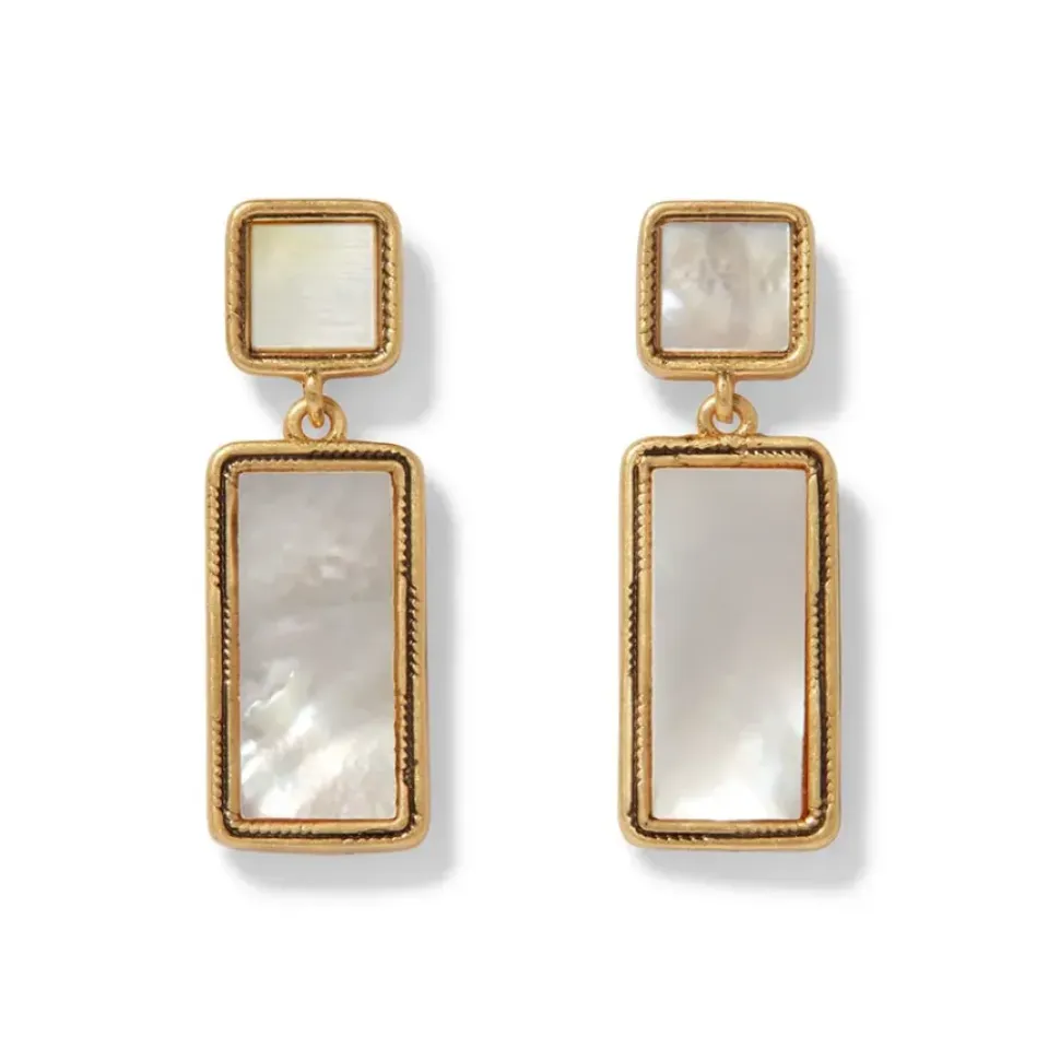 Mother-Of-Pearl Tile Double-Drop Earrings