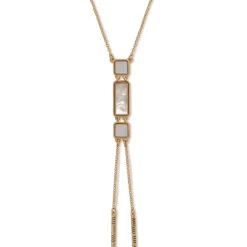 Mother-Of-Pearl Tile Double Lariat Necklace
