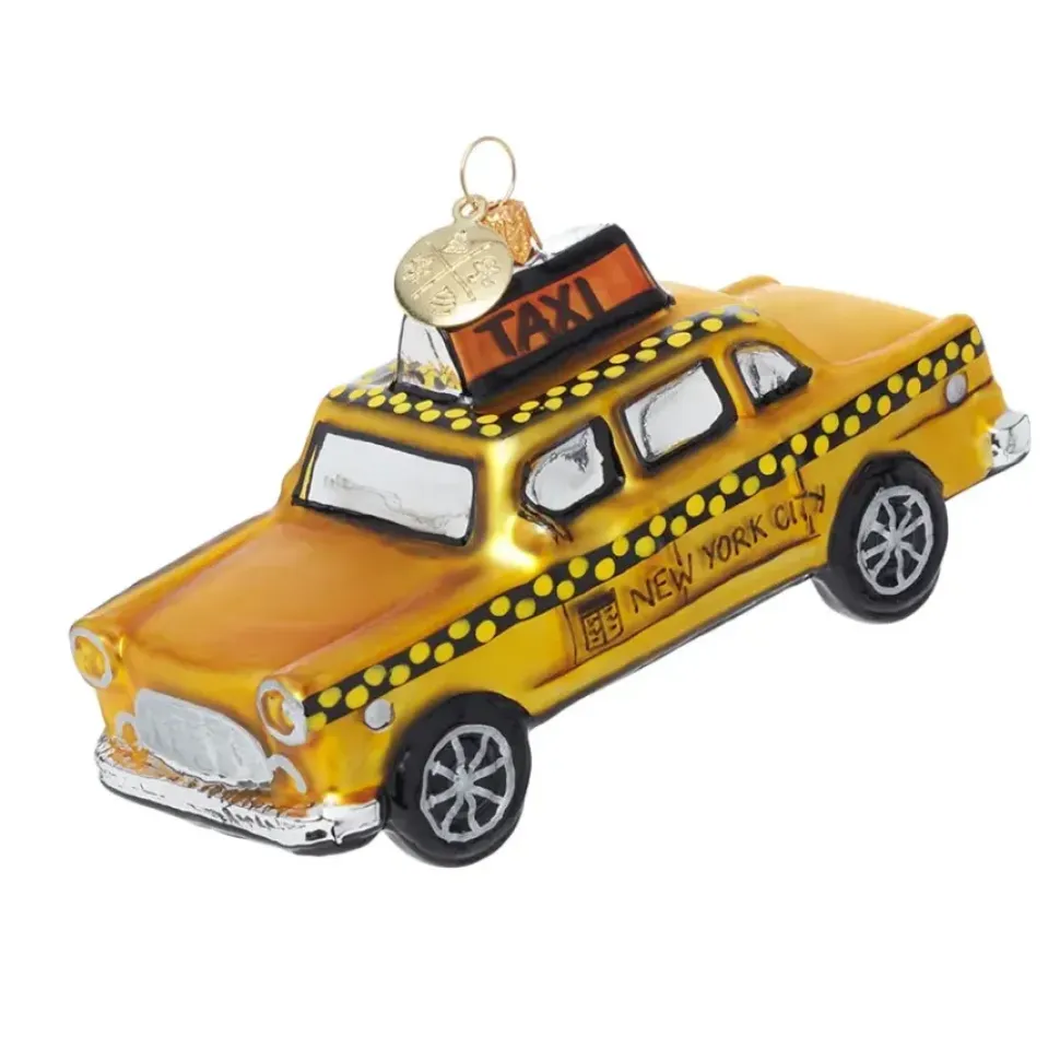Nyc Taxi Glass Ornament