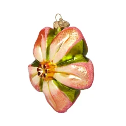 Orange Poinsettia Glass Ornament