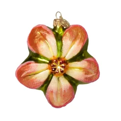 Orange Poinsettia Glass Ornament