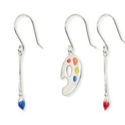 Paintbrush And Palette Drop Earrings