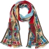 Paisley Border Striped Oblong Wool Scarf