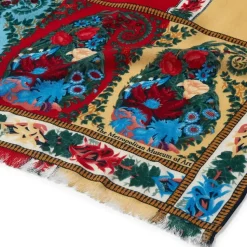 Paisley Border Striped Oblong Wool Scarf