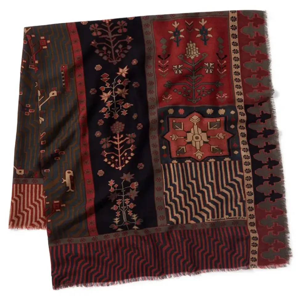 Persian Garden Oversize Square Wool Scarf