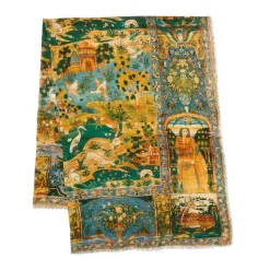 Persian Pictorial Textile Oversize Oblong Scarf