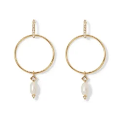 Royal Tudor Forward-Facing Hoop Earrings With Pearl Drops
