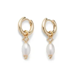 Royal Tudor Small Hoop Earrings With Pearls