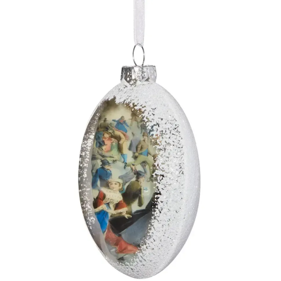 Skating In Central Park Glass Disc Ornament